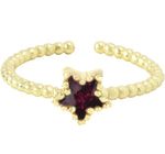 Frau Elegance Anillo Ajustable Dorado con Estrellita con Circonia color Fucsia