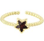 Frau Elegance Anillo Ajustable Dorado con Estrellita con Circonia color Rojo