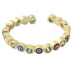 Frau Elegance Anillo Ajustable Dorado Ojos Multicolor con Circonia