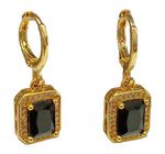 Aretes Rectangular Frau Elegance con zirconia Color Negro y plateadas