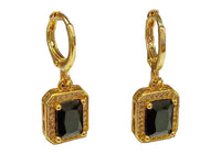 Aretes Rectangular Frau Elegance con zirconia Color Negro y plateadas