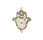Frau Elegance Dije Chapa de Oro con Circonia Mano de Hamsa Multicolor