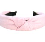 Diadema con Nudo para el Cabello Tela Textura Color Rosa Pastel