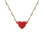 Collar Chapa de Oro con Broche Imán Corazón Rojo Acabado Caucho