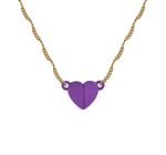 Collar Chapa de Oro con Dije Corazón Morado