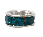 Rondel con Piedra Azul Zircon 4 mm Plateado