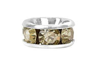 Rondel con Piedra Amarillo 6 mm Plateado