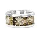 Rondel con Piedra Amarillo 8 mm Plateado
