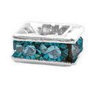 Rondel con Piedra Aquamarine 6x6 mm Plateado