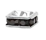 Rondel con Piedra Negro 6x6 mm Plateado