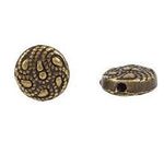 Separador Pewter Redondo Plano con Grabado Gotas Oro Viejo 10 mm