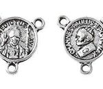 Y para Rosario Pewter Papa Juan Pablo II y Benedicto XVI Redondo Plateado 12 mm