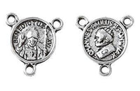 Y para Rosario Pewter Papa Juan Pablo II y Benedicto XVI Redondo Plateado 12 mm