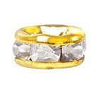 Rondel con Piedra Cristal 8 mm Dorado