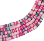 Katsuki Cuentas de Caucho 4 mm Multicolor Fucsia / Rosa Pastel / Beige / Blanco / Turquesa