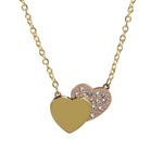 Collar Acero Inoxidable Dorado con Dije Corazon con Corazon Rose Gold con Cristales 22x26 mm