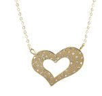 Collar Acero Inoxidable Dorado Corazon Plano con Cristales 23x31 mm