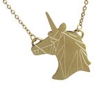 Collar Acero Inoxidable Dorado Cabeza Unicornio