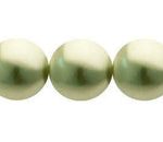 Perla Cristal Tradicional Redonda Lisa 14 mm Verde Olivo