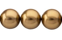 Perla Cristal Tradicional Redonda Lisa 16 mm Cafe Dorado