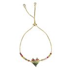Frau Elegance Brazalete Chapa de Oro con Circonia Rainbow Corazon Pixel